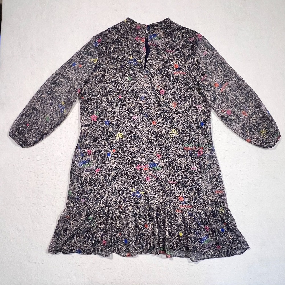 Vilagallo Dress Blue Paisley Art Lightweight Sheer Sleeves‎ Lined Pockets 14/46 - Picture 10 of 13